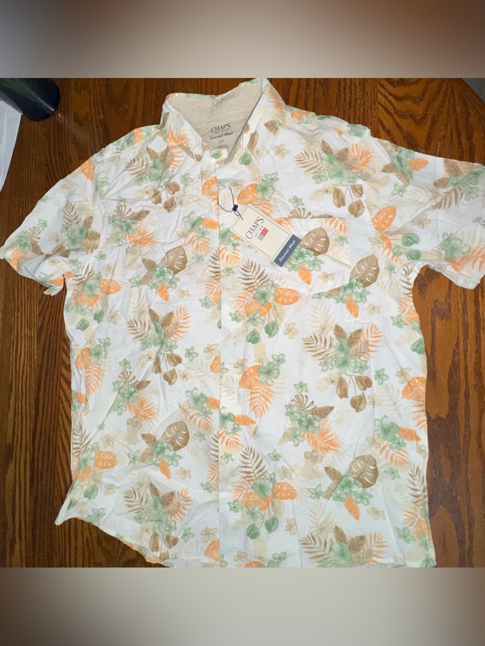 CHAPS Men’s L Tropical Floral Short Sleeve Button Down Shirt NWT